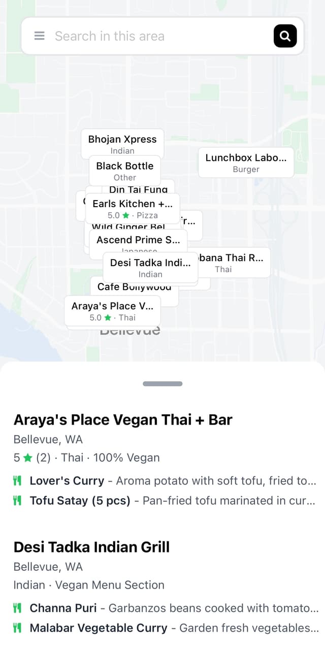 What's Vegan App Example Search